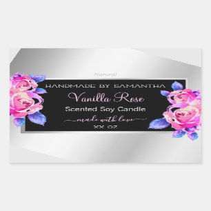 Floral Pink Purple Silver Product Packaging Labels