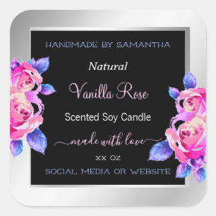Floral Pink Purple Silver Product Packaging Labels