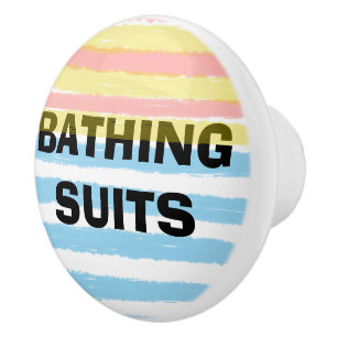 Floral Pink Purple Watercolor Stripes Name Ceramic Ceramic Knob