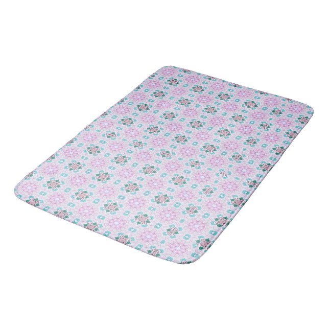 FLORAL PINK ROMANTIC  BATH MAT (Angled)