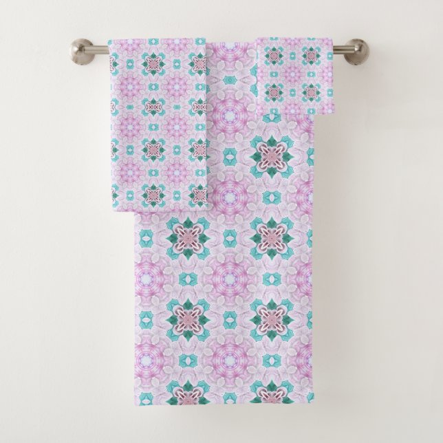 FLORAL PINK ROMANTIC  BATH TOWEL SET (Insitu)