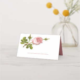 Floral Pink Rose Flower Wedding Party Roses Place Card