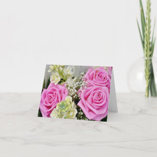 Floral Pink Rose Flowers Blank Note Card