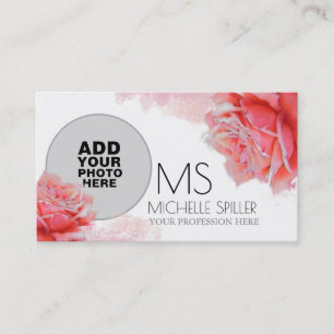 floral pink rose for elegant women, photo business card