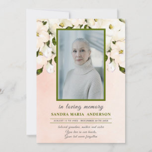 Floral Pink Rose Photo Funeral Memorial Program