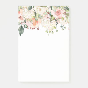 floral, pink rose, spring flowers post-it notes