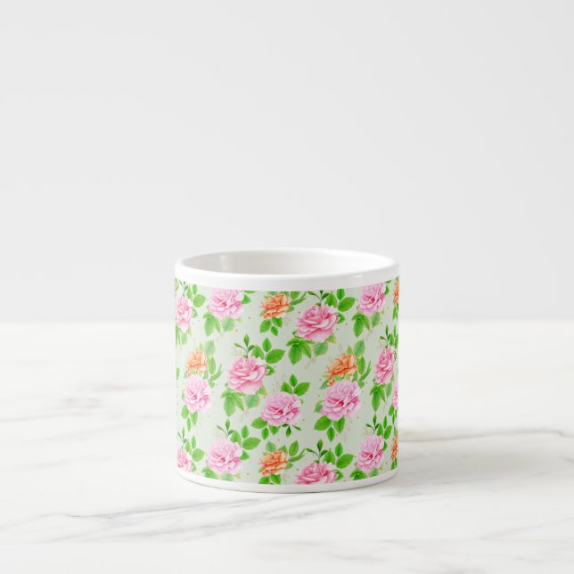 Floral Pink Roses Pattern-23670 Espresso Cup (Front)