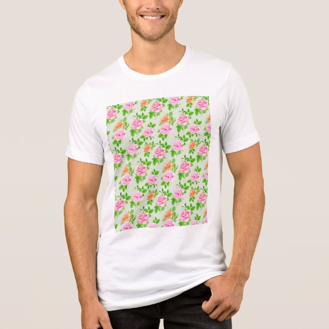 Floral Pink Roses Pattern-23670 Tri-Blend Shirt (Front)