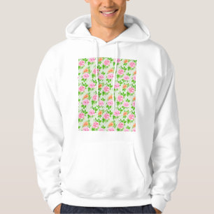Floral Pink Roses Pattern Hoodie
