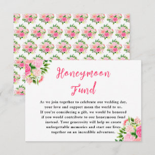 Floral Pink Roses Wedding Honeymoon Fund Enclosure Card