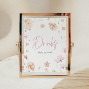 Floral Pink Spring Baby in Bloom BabyShower Drinks Poster