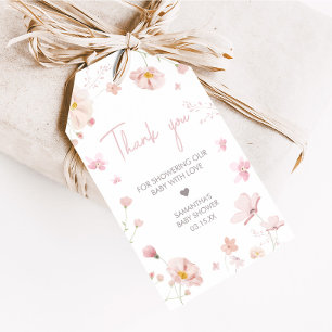 Floral Pink Spring Baby in Bloom Favour Tags