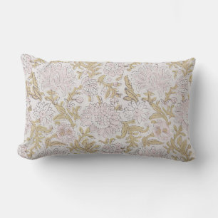 Floral pink spring lumbar pillow