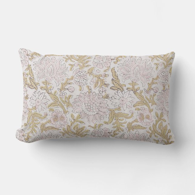 Floral pink spring  lumbar pillow (Front)