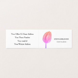 Floral Pink Tulips Art Wedding White Event Planner Business Card