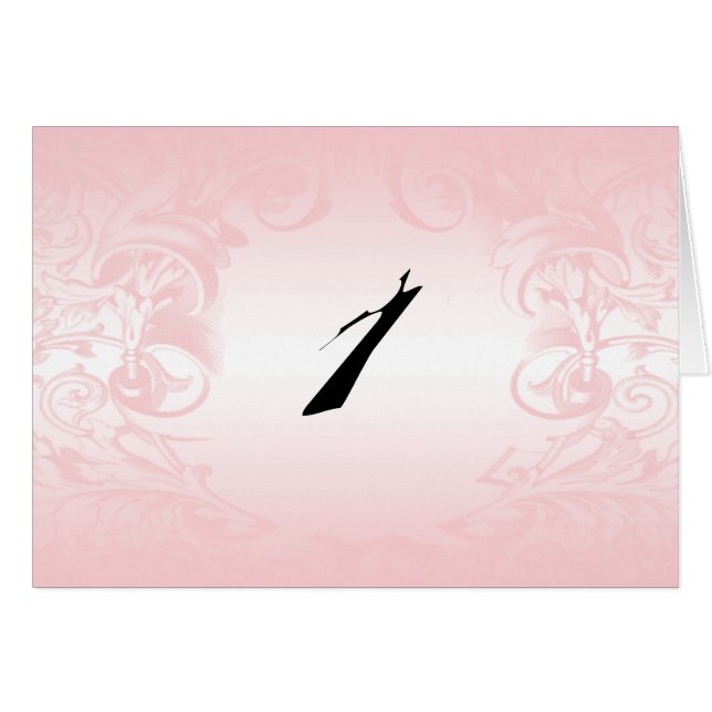 Floral Pink Vintage Wedding Table Number (Front Horizontal)