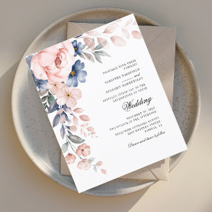 Floral Pink Watercolor Greenery Wedding Invitation