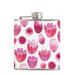Floral Pink Watercolor Hip Flask