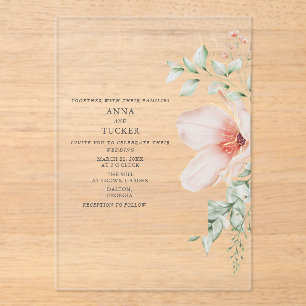 Floral Pink Wedding Acrylic Invitations