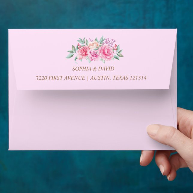 Floral Pink wedding Envelope (Hand)