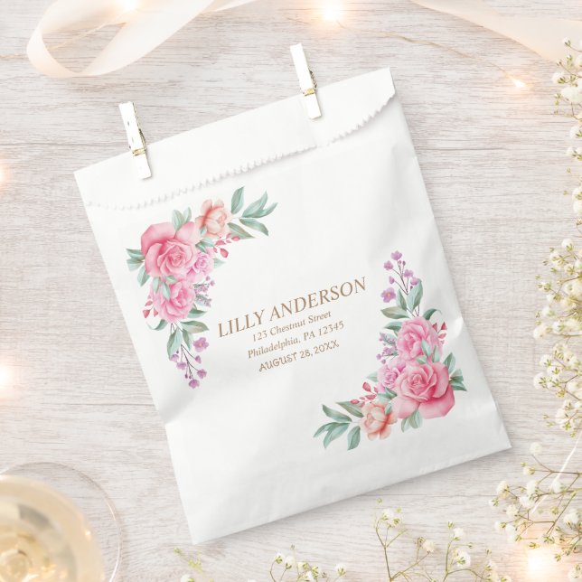 Floral Pink wedding   Favour Bag (Clipped)