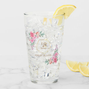 Floral Pink wedding Glass