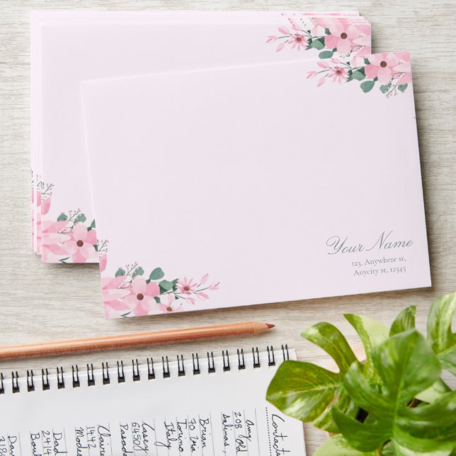 Floral pink wedding invitation Envelope Editable  (Stacked)