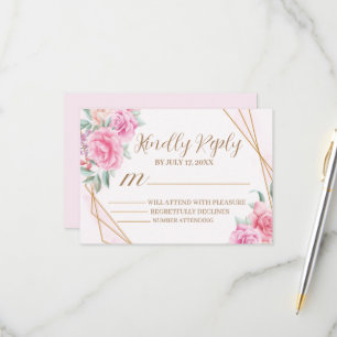 Floral Pink Wedding   RSVP Card