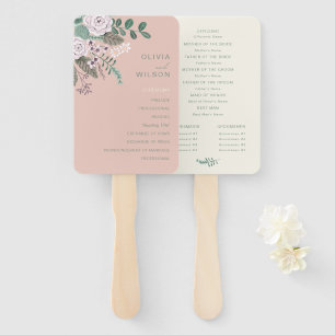 Floral pink wedding Set of Fans