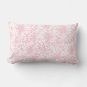 Floral Pink White Flowers Botanical Shabby Chic Lumbar Pillow