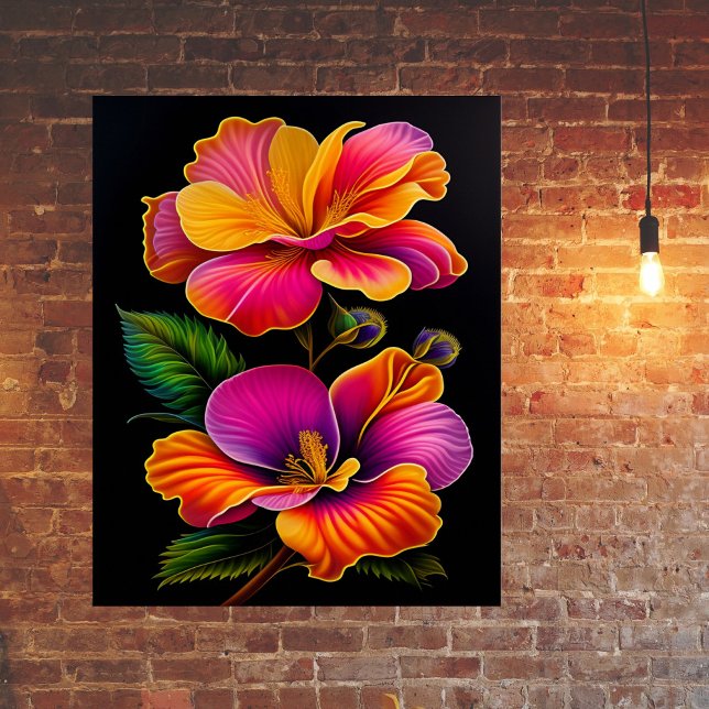 Floral Pink Yellow Botanical Illustration Poster (Creator Uploaded)