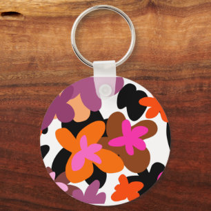 Floral pinky classic round sticker keychain