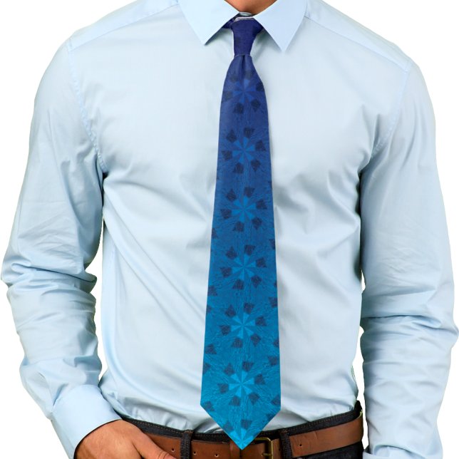 Floral Pinwheel Pattern Blue Gradient Ombre Tie (Creator Uploaded)