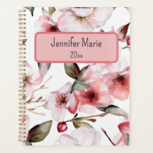 Floral Planner Personnaliser avec nom, année