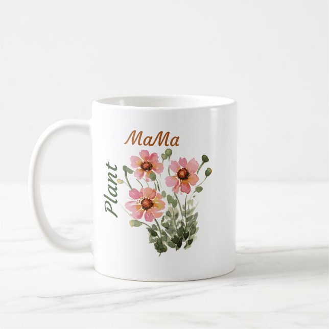 Floral Plant MaMa - Plant Mom Gift Coffee Mug (Left)