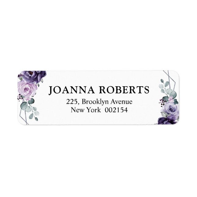 Floral Plum violet Argent Floroms Mariage géométri (Devant)