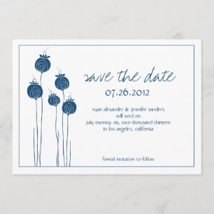 Floral Pods Navy Save the Date