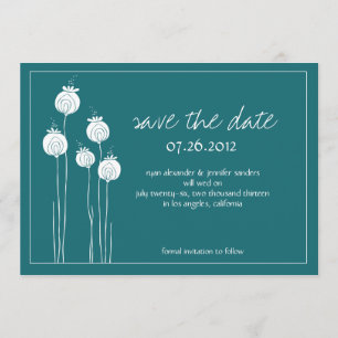Floral Pods Teal Save the Date
