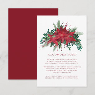 Floral Poinsettia Christmas Wedding Accommodations Enclosure Card