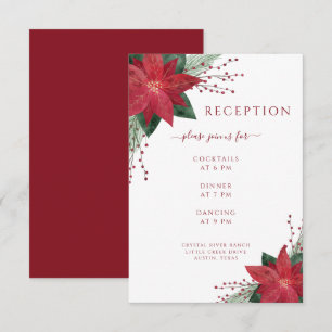 Floral Poinsettia Christmas Wedding Details Enclosure Card