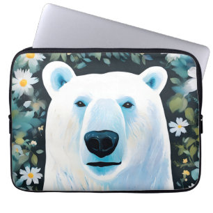 Floral Polar Bear Laptop Sleeve