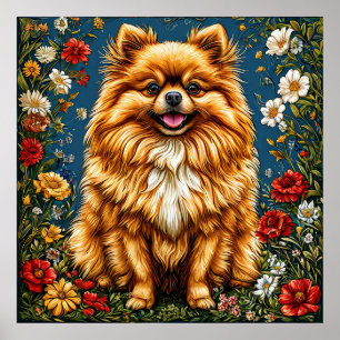 🐶 Floral Pomeranian Dog For Cute Pet Decor