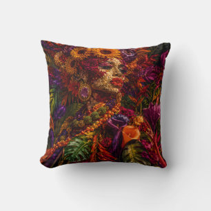 floral pop, african queen, botanical throw pillow