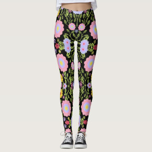 Floral Pop Art Painting Seamless Pattern Leggings