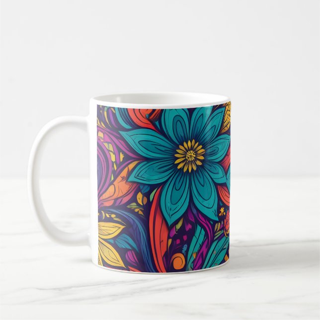 Floral pop art print coffee mug (Left)
