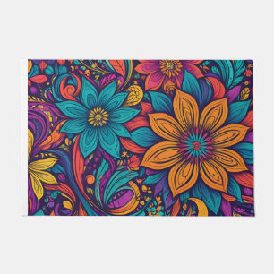 Floral pop art print doormat
