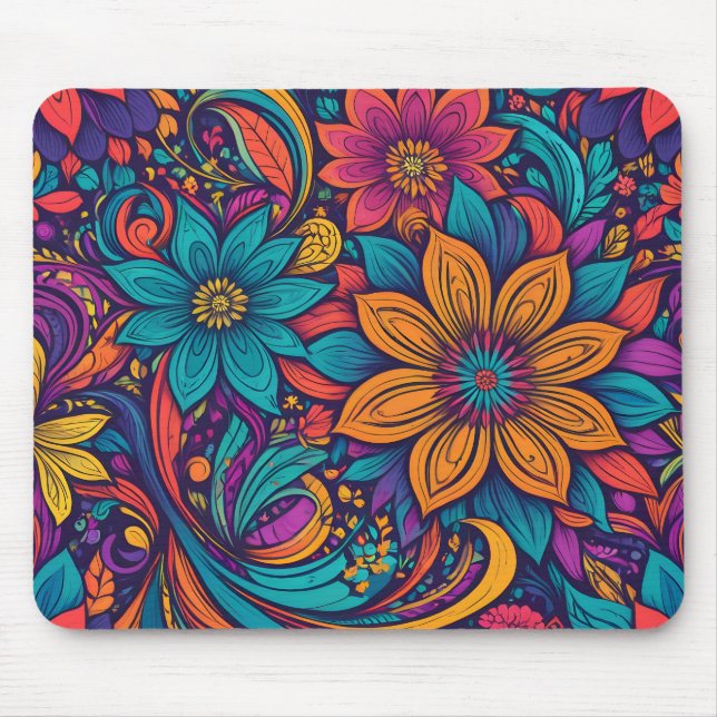 Floral pop art print mouse pad (Front)