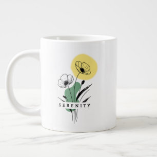 Floral Poppy Serenity Coffee Mug   Line Art   Eid 