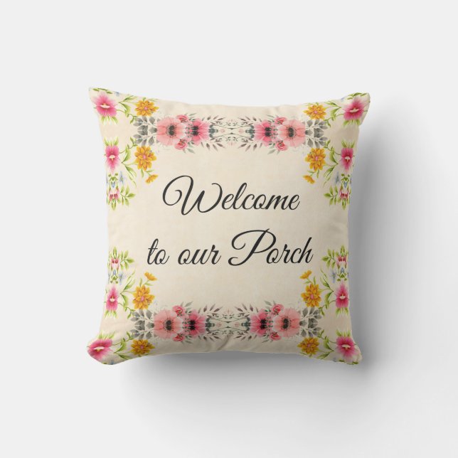 Floral Porch  Outdoor Pillow (Front)