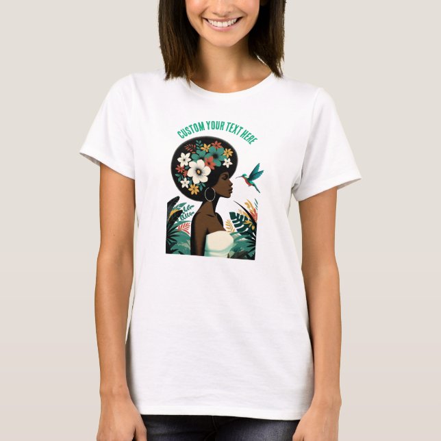 Floral Portrait Caribbean CUSTOM TEXT T-Shirt (Front)